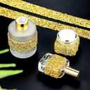 Locacrystal Bling Rhinestones Ribbon Self-Adhesive Iron on Resin Diamond Crystal Ribbon Wrap Roll DIY Rhinestone Stickers for Wedding Clothing Cars Crafts Dress DecorationGold,1.18inch x 3yard