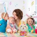 HAPTIME Baby Bunny Toys for 0-12 Months - Baby Easter Basket Stuffers & Gift - Infant Musical Plush Stuffed Animal - Newborn Tummy Time Toy for 0 1 3 6 9 12 18 Months Girls