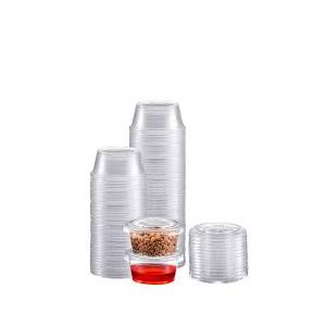 Portion Cups with Lids (3.25 Ounces, 18 Pack) | Disposable Plastic Cups for Meal Prep, Portion Control, Salad Dressing, & Medicine | Small Plastic Condiment Container