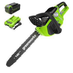 Greenworks 40V 16" Brushless Cordless Chainsaw, 4.0Ah Battery and Charger Included