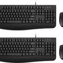Wired Keyboard and Mouse Combo, EDJO Full-Sized Ergonomic Computer Keyboard with Palm Rest and Optical Wired Mouse for Windows, Mac OS Desktop/Laptop/PC (2 Pack)