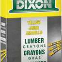 DIXON Industrial Lumber Marking Crayons, 4.5" x 1/2" Hex, Yellow, 12-Pack (X49600)