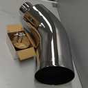 Chrome Plated 4'' Inlet 8'' Outlet Diesel Exhaust Elbow Tip with Clamp, 4 Inch Side Exit Exhaust Tip, 23'' Length Turndown Exhaust Pipe For Trucks,Pickups and Cars