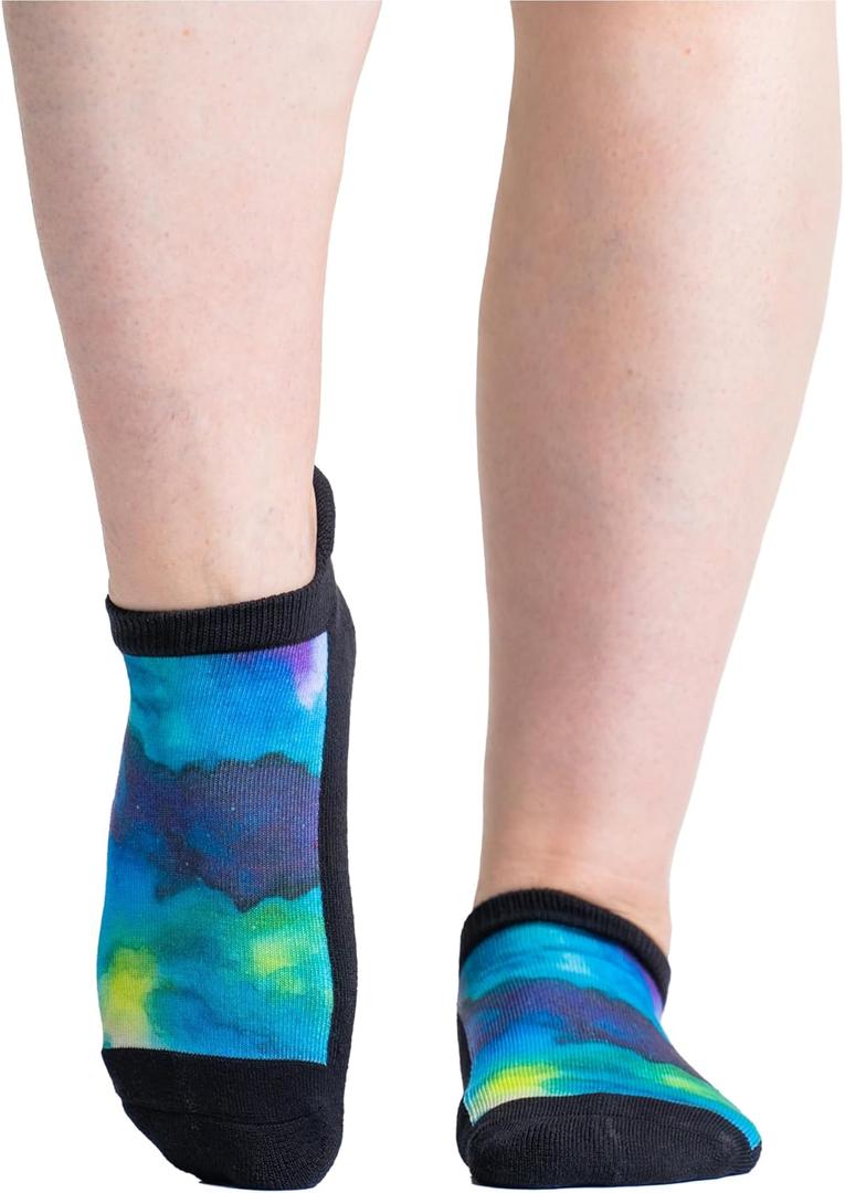 Viasox Diabetic Ankle Socks for Women & Men, Low Cut Non Binding, Seamless Neuropathy Socks (Large, Northern Lights)