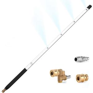 4-port high-pressure cleaning machine nozzle, 24-inch stainless steel 1/4-inch quick-connect power cleaning machine spray gun, with pure copper connector (0.6 meter with 4 outle)