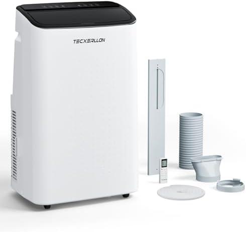 TECXERLLON 15000 BTU Portable Air Conditioners Cools Up to 800 Sq.Ft, 4-IN-1 Self-Evaporating Portable AC Unit with Dehumidifier, Fan, Sleep Mode, 24-Hour Timer, Remote Control for Large Room, Office