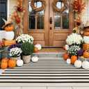 Collive Black and White Rug 3x5, Washable Fall Outdoor Rug for Porch Cotton Woven Farmhouse Indoor Outdoor Rugs,Layered Welcome Door Mat,Floor Carpet for Front Door Halloween Decor Kitchen