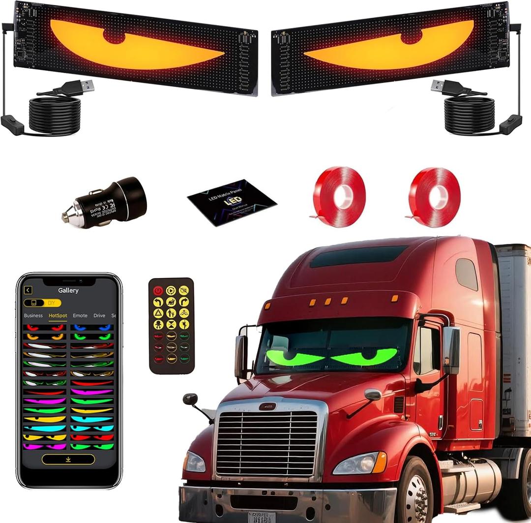 LED Eyes for Truck Windshield, 2PCS 23.6inx4.7in Devil Eyes Light for Windshield, Devil Eyes Light for Car, Truck, SUVs, Gift for Men