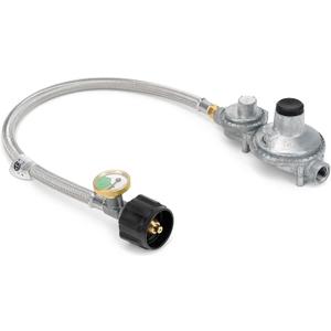 Stanbroil Horizontal Two Stage Propane Regulator - 20" RV Propane Pigtail Stainless Steel Braided Hose with Gauge
