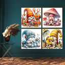 4Pcs Gnome Diamond Painting Kits for Adults,5D DIY Full Drill Diamond Art Kits for Adults,Crystal Gem Diamond Art Painting Kits for Home Wall Decor (G8248+G8249+G8250+G8251)