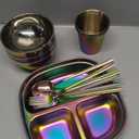 Tioncy 15 Pcs Stainless Steel Kids Dinner Set, Bowls, Balanced Bites Divided Plates, Cups, Spoons and Forks, Stainless Steel Lunch Plates Dinnerware Set for Kids Toddlers (Classic)