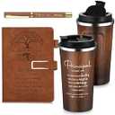 Pickmesh 3 Pcs Great Principal Gift Set 17Oz Coffee Mug Tumbler A5 Leather Journal with Ballpoint Pen Assistant Principal Appreciation Gift Thank You Favor for Teacher Educator Graduation(Brown)