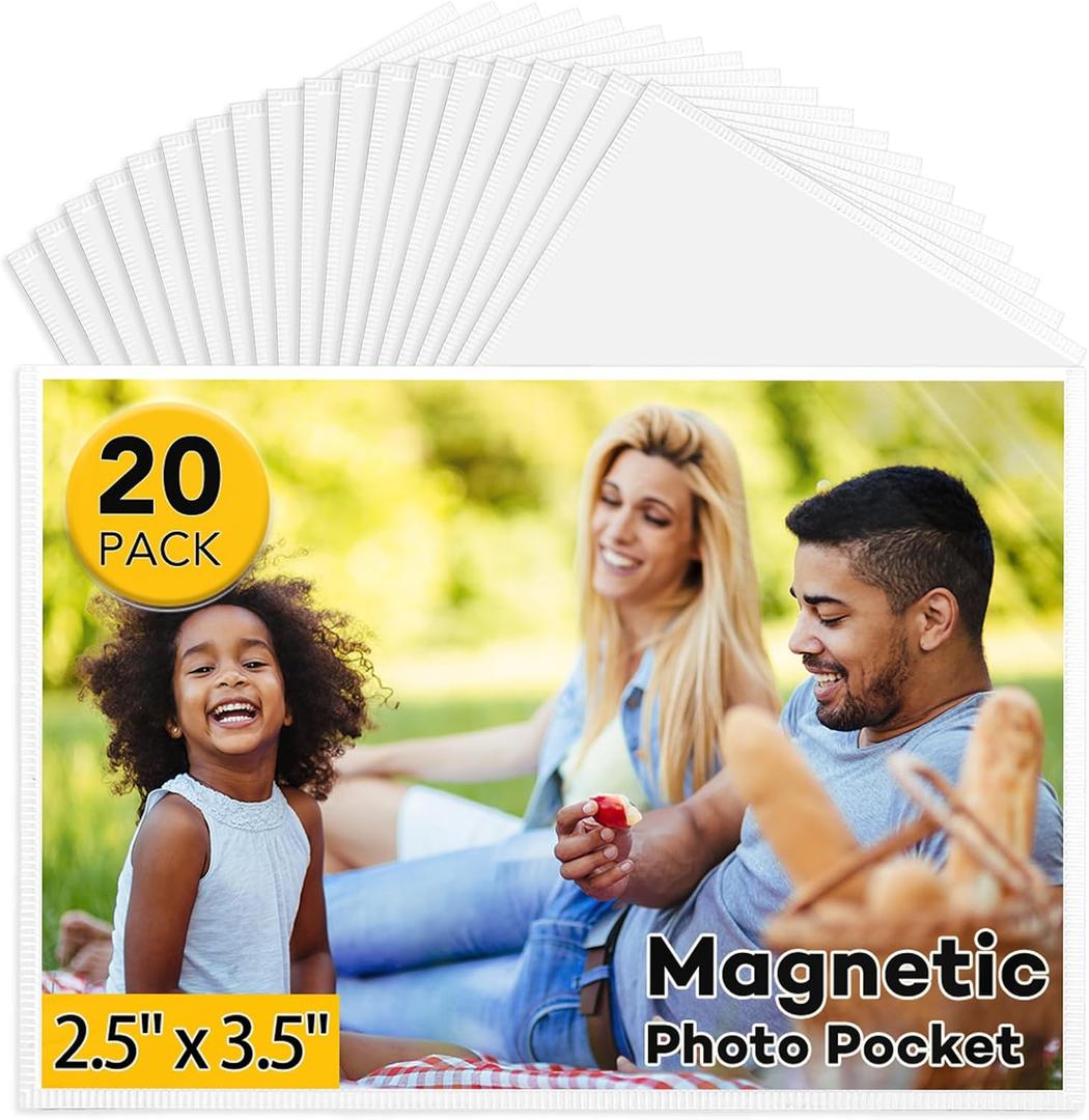 YixangDD 20 Pack Magnetic Picture Frame, 2.5 x 3.5 Inches Fridge Magnetic Photo Frames, Magnetic Photo Frames for Refrigerator, Home, School, Office (White)