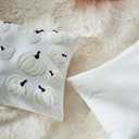 2 x Halloween Pillow Covers 18x18 inch Set of 2 White Throw Pillow Cases Soft Plush Cushion Case for Chair Sofa Bedroom Living Room Home Decor (White Pumpkin)