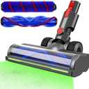 2 Brushes Replacement Head Compatible with Dyson V7/V8/V10/V11/V15 Cordless Vacuum, Soft Roller & V-Shape Brush Motorhead with Green LED Light, Anti-Tangle Cleaner Head for Hardwood Floor & Carpet