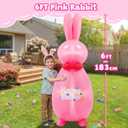 6 FT Easter Inflatables Outdoor Decorations Blow Up Yard Bunny Spring Outside Inflatable Rabbit with Led Lights (Pink-Rabbit)