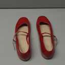 Women's Mary Jane Flats Soft Leather Ballet Flats with Ankle Strap,Comfortable Dressy Slip on Mary Jane Shoes Women (8, Red)