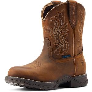 Ariat Women's Anthem Round Toe Shortie Western Boot (7, Glazed Brown)