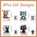 8 Sheets Funny Cat Iron on Transfer Patches Cat Day Iron on Decals Stickers Cute Blue Yellow Grey Animal Designs DIY Crafts Heat Transfer Vinyl Stickers Appliques for Clothing T Shirts Bag Decorations