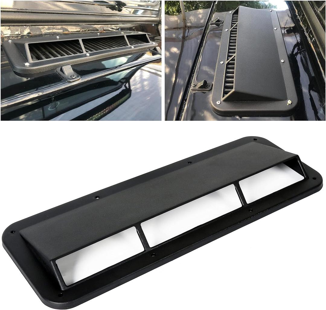 ECOTRIC Cowl Vent Scoop Compatible with 1978-1995 Jeep CJ Wrangler YJ Air Vent Scoop Ram Air Induction Hood Scoop Ram Replacement for 13307.01