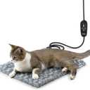 Adjustable Temperature Heated Cat Bed & Dog Heating Pad with Timer, Chew-Resistant Cord, Thick and Soft Cover, Indoor Pet Heating Pad, 17.7" x 15.7"