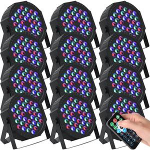 Handepo 12 Pcs 36 LED Par Lights DJ Stage Light 7 Channel Par Lighting for Stage with Remote Control and DMX Control Sound Activated Uplights for Events Club Music Disco Holiday Wedding Party