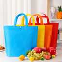 Paterr 100 Pcs Reusable Grocery Bags Bulk Shopping Tote with Handle Non Woven Portable Foldable Tote Bag Gift with Button