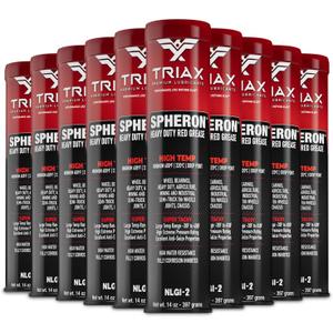 TRIAX Spheron (NLGI-2) Lithium Complex High Temp Grease: Super Heavy Duty - Ultra Tacky - EP- Waterproof for 5th Wheel, Joints, Pivots, Wheel Bearings, and Chassis (10 Pack - 14 Oz Tubes)