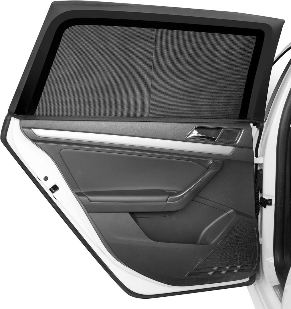 JUSTTOP Car Window Shade for Baby with UV Protection Breathable Mesh Blocks Sunlight & Reduces Glare-Sun Shade for Most Vehicles, (2 Pack)