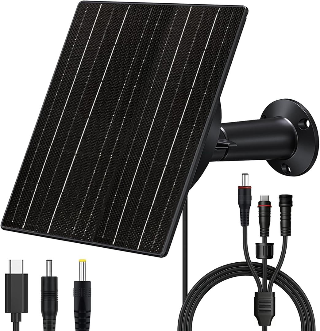 Zivif 10W Trail Camera Solar Charger with 10400mAh Battery for Security & Trail Cameras, Adjustable 5V/12V Output, USB-C & DC Port, IP66 Waterproof, 360 Adjustable Mount, 9.8ft Power Cable