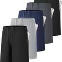 5 Pack Boys Athletic Shorts Active Performance Youth Kids Basketball Shorts Quick Dry with Elastic Waist Pockets (Large, 5a Black,black,dark Grey,navy,light Grey)