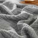 PHF 100% Cotton Muslin Blanket King Size 108"x90", 4-Layer Lightweight Gauze Throw, Breathable Cloud-Soft Minimalist Blanket for Bed, Couch, Camping, Grey, Ideal Gift