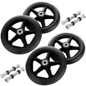 MUXHEL 4 Pcs 6 Inch Walker Wheels Replacement, Solid Wheelchair Front Wheels, Anti-Slip Rollator Replacement Wheels for Wheelchairs, Rollators, Walkers