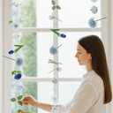 3 Pcs Artificial Flowers Hanging Decorations, 29.5ft Wildflower Daisy Garland Backdrop Ceiling Decoration for Wedding Spring Party Birthday Home Garden(Gradient Blue)