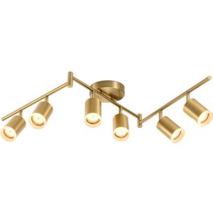 Bojim 6 Light Gold Track Lighting Kit, Modern LED Track Lighting Fixtures Ceiling, Flexibly Rotatable LED Light Head with Acrylic Ring, Kitchen Ceiling Spot Light(GU10 Socket, Bulbs Not Included)