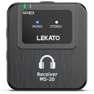 LEKATO Wireless in-Ear Monitor MS-20, 1 Wireless Receiver, 2.4G IEM System, Auto-Pairing, OTG Support, One to More, in-Ear Monitoring for Studio,Live,Singer,Band (1 Receiver)