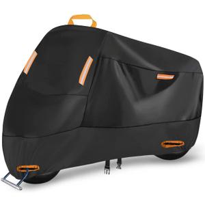 SECELES 300D Motorcycle Cover Heavy Duty, SECELES All Season Durable Scooter Vespa Cover Waterproof Outdoor for Small Bike Scooter Bicycle fit up to 75 inch Motorbike (L: 75" x 37" x 39")