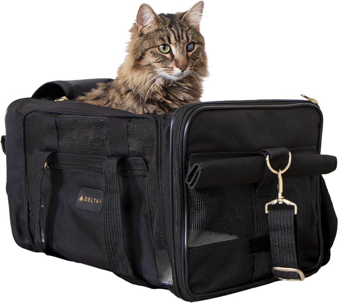 Sherpa Delta Airlines Travel Pet Carrier, Airline Approved - Black, Medium (18.0"L x 11.0"W x 10.5"H)