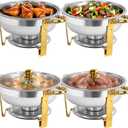 6QT Chafing Dishes for Buffet 4 Pack with Glass Lid