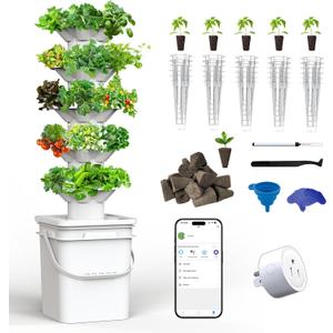 SJZX Hydroponics Growing System Kit, 5-Layer Hydroponic Tower, 30 Planting Holes, Space-Saving Vertical Gardening System, Suitable for Both Indoor and Outdoor use Germination Kits