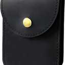 Genuine Leather Playing Card Case, Single Deck Playing Card BoxLeather Pouch Multipurpose with Belt Clip for Carrying Cards Small Tools Storage (Black)