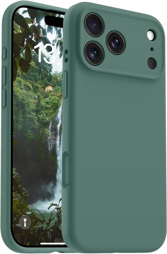 OTOFLY Magnetic for iPhone 17 Pro Case,Compatible with Magsafe,Classic Liquid Silicone Mobile Phone Case,Integrated Camera Control Button,Anti-Scratch Microfiber Lining, Pine Green