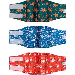 CuteBone Christmas Doggie Diapers for Male Dogs Large Dog Diapers Male DM34L, M