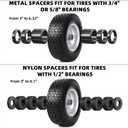 AR-PRO (2 Pack) 13x5.00-6 Flat Free Tire and Wheel Assembly, Solid Lawn Mower Front Tire with 3" Centered Hub, 3/4" Bearing extra 5/8"&1/2", Compatible with Riding Mowers & Garden Tractors