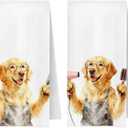 Funny Barber Golden Retriever Dog Kitchen Towels Decorative, Golden Retriever Gifts, Hairdresser Hairstylist Gifts Dish Hand Tea Towels for Bathroom Hair Salon, 16x24 Inch Set of 2