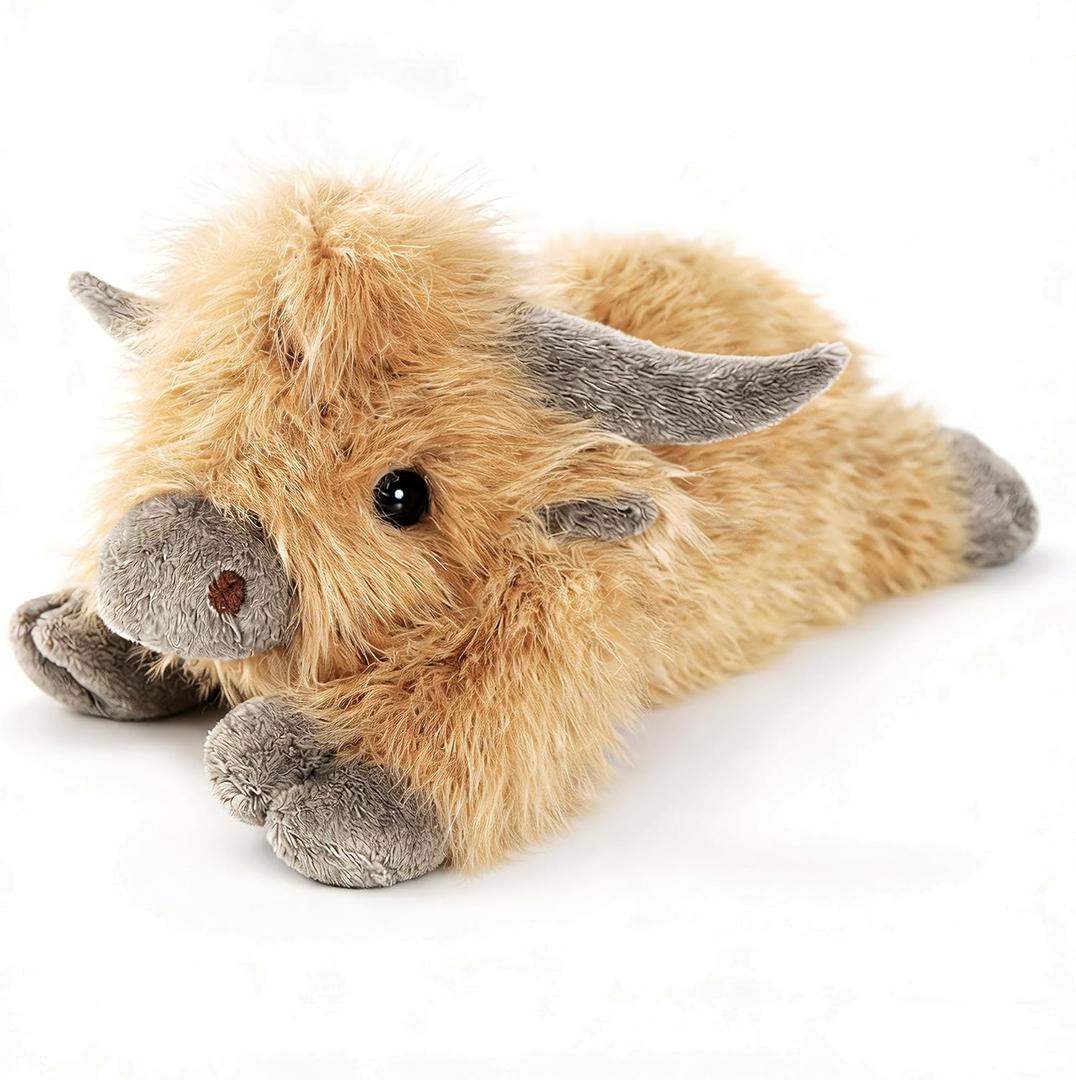 Uoozii 20" | 4 Pounds Highland Cow Weighted Stuffed Animals with Unscented Microwavable Heating Pad, Cute Coolable Heatable Weighted Plush Warm Gift for Kids & Adults