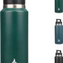 BJPKPK Insulated Water Bottles, Dishwasher Safe 36 oz Water Bottle with Handle, Leakproof BPA Free Thermal Flasks, Stainless Steel Jug for Sports, Army Green