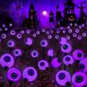 2025 Upgraded 6 Pack Solar Halloween Lights Outdoor, 36 LED Purple Swaying Solar Eyeball Lights Waterproof with 2 Modes for Path Party Patio Garden Pathway Graveyard Halloween Displays Decorations