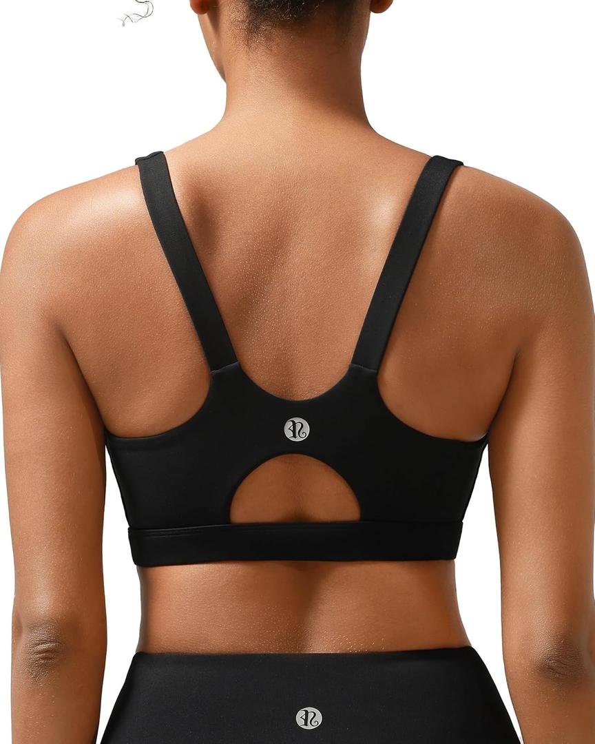 RUNNING GIRL Sports Bra for Women High Support, Molded Cup High Impact Sports Bras for Women Workout Yoga Bra (Large, Black)