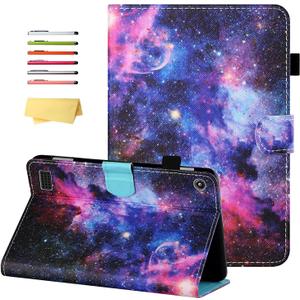 7" Kindle Fire 7 Tablet Case 9th/7th/5th Generation (2019/2017/2015 Release) with Stand Pencil Holder [Auto Wake/Sleep] Slim Smart Magnetic Folio PU Leather & TPU Back Cover, Rainbow Galaxy